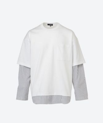 綿度詰天竺&times;綿ポプリンストライプ　Ｔシャツ　ＨＱーＴ００６ー０５１