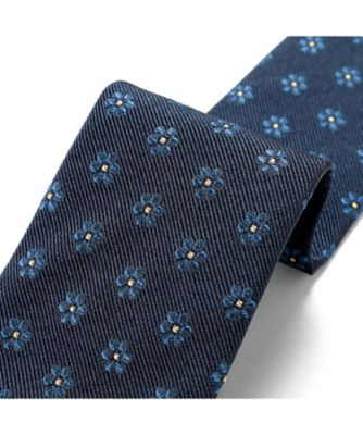 ルイジボレッリ　シルクジャガード小紋柄　ネクタイ　新品　未使用 未使用タグ付ルイジボレッリネクタイ青花柄小紋シルクジャガード