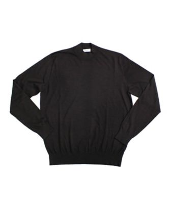 【新品タグ付き】ロゴプリントモックネックSS 14．5ミクロンウール モックネックセーター ネイビー S