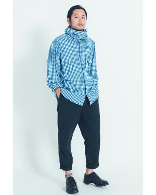 2018SS ポータークラシック ロールアップシャツ 白黒ギンガムチェック  