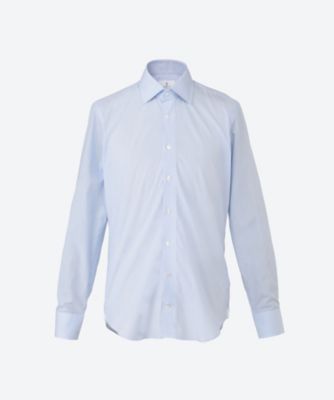 Emanuel Berg (Men)/エマニュエル・バーグ ドレスシャツ 青ポプリン ストライプ セミワイド EB25S/S/MTM1601