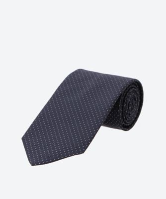 [極美品]ALBERO セッテピエゲ　シルク ジャガード　ブラック小紋タイ ネクタイ シルクJC小紋 T小ドット BR25F／S／H5038