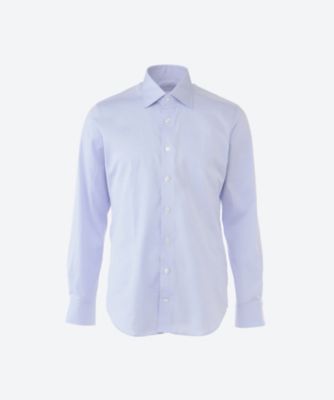 ＜Emanuel Berg (Men)＞ドレスシャツ　白無地　青ツイルＳＷ　００８６５９４５０ＭＴＭ１６８１