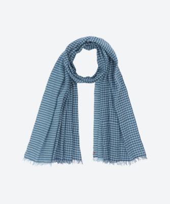 リバーシブル カシミヤマフラー チェック×ストライプ