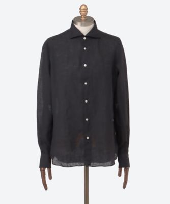 イタリア製 フィナモレ リネンシャツ 黒 M 麻 カジュアルシャツ カジュアルシャツ 麻無地 FI26S／S／C0650 | Finamore (Men