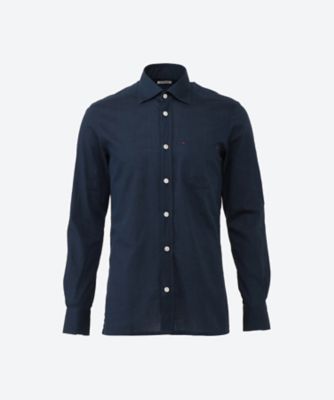 注目の商品 三越伊勢丹 公式 Kiton Men キートン 無地 コットン ドレスシャツ 胸ポケット付き 125ネイビー 三越伊勢丹 公式 かいこみ