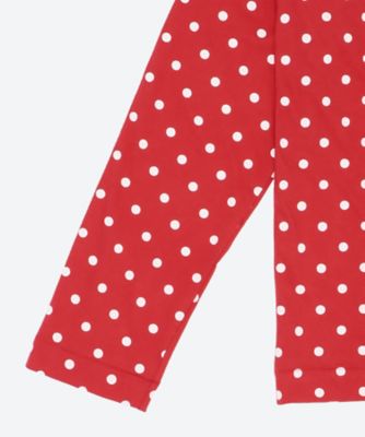 綿天竺水玉プリント（赤エンブレム）長袖Tシャツ AX－T166