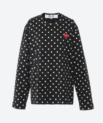 綿天竺水玉プリント（赤エンブレム）長袖Tシャツ AX－T166