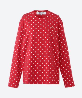 綿天竺水玉プリント（赤エンブレム）長袖Tシャツ AX－T166