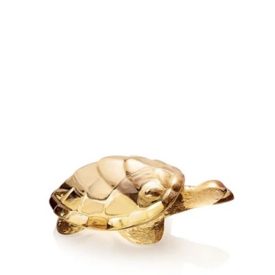 ＜LALIQUE＞タートル　キャロリーヌ　オブジェ　ゴールドラスター
