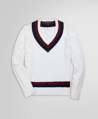 Brooks Brothers/ブルックス ブラザーズ スーピマコットン ケーブル Vネックテニスセーター 100187305