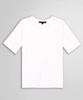 コットンスムース　サイドスリット　Ｔシャツ　Ｗｈｉｔｅ