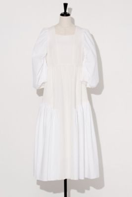 Arobeアローブ Bumpy Side Gather Dress 白 Bumpy Side Gather Dress WHITE | Arobe OFFICIAL ONLINE STORE