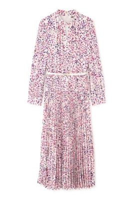 ピンキーアンドダイアン ブラッシュドットワンピース 花柄プリーツ