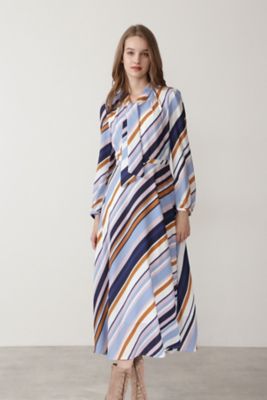 ◇バイアスボーダープリントボータイワンピース（0312240933  