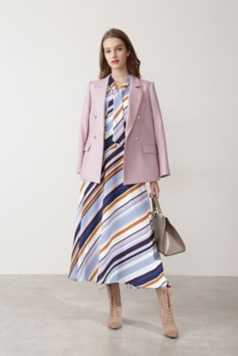 ◇バイアスボーダープリントボータイワンピース（0312240933  