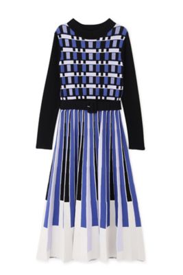 PINKY & DIANNE ◇ジオメトリックプリーツニットワンピース