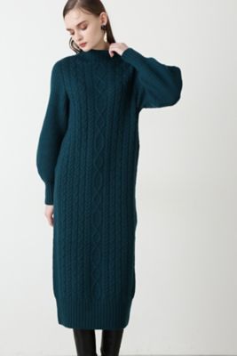 【希少】90s BURBERRY 上質 ケーブルニット ワンピース ネイビー 紺 ◇ケーブルニットワンピース（0312247213
