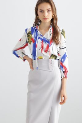 ◇アートプリントギャザーブラウス（0313110340