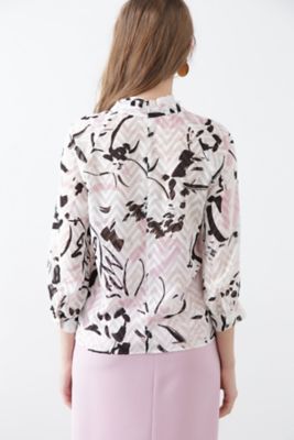 美品 ピンキー&ダイアン オプティカルフラワープリントブラウス ピンク M 美品 ピンキー&ダイアン オプティカルフラワープリントブラウス