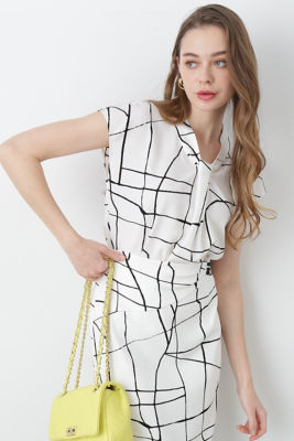 ＜PINKY&DIANNE＞◆ラインプリントタックブラウス（０３１３１１０５１７）