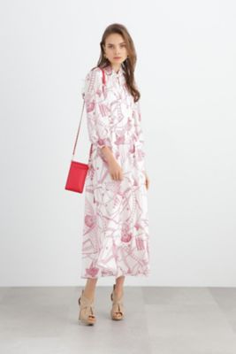 美品✨ PINKY&DIANNE スカーフプリント ロングワンピース 38 PINKY&DIANNE - スカーフプリントワンピース（ブルー