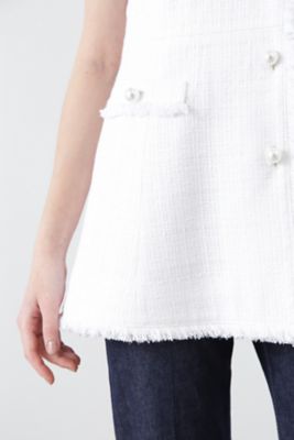 【ピンキーアンドダイアン】未使用 ツイード ジレ 金ボタン ホワイト 36 ピンキーアンドダイアン】未使用 ツイード ジレ 金ボタン ホワイト 36