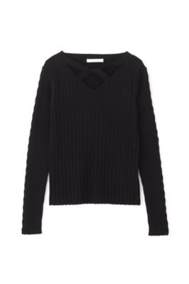 ◆透かし柄袖ニットプルオーバー（０３１３１７０１０８）