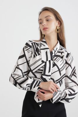 ＜PINKY&DIANNE＞◆ジオメトリックパターンプリントブラウス（０３１３２１０９５４）