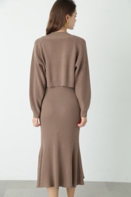 ◆カーディガン付きリブニットワンピ（０３１３２４７２２８）