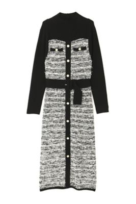 [未使用] PINKY&DIANNE ツイードコンビニットワンピース 38 ◇ツイードコンビニットワンピース（0313247953