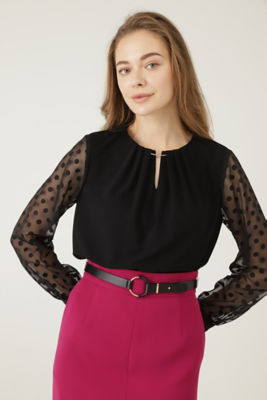 ＜PINKY&DIANNE＞◆ドットオパールコンビカットソー（０３１３２６０９５１）