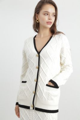 ＜PINKY&DIANNE＞◆ケーブルニットアップカーディガン（０３１３２７５１２７）