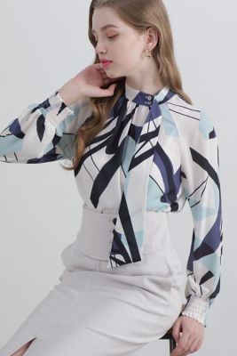 ◇ジオメトリックアートプリントブラウス（0314110109