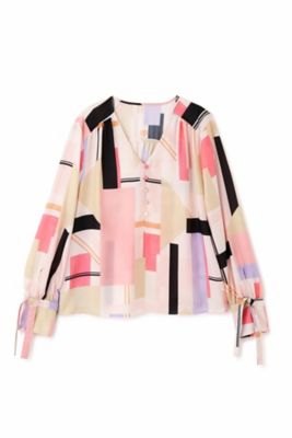 ◇カラーブロックプリントブラウス（0314110217