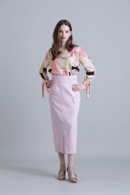 ピンキー＆ダイアン◆カラーブロックプリントブラウス＆スカートセット ミント 38 ピンキー＆ダイアン◇カラーブロックプリントブラウス＆スカートセット