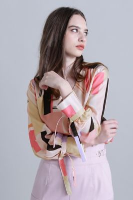 ◇カラーブロックプリントブラウス（0314110217