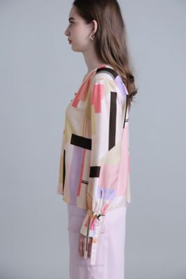 ◇カラーブロックプリントブラウス（0314110217