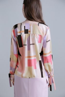 ピンキー＆ダイアン◆カラーブロックプリントブラウス＆スカートセット ミント 38 ピンキー＆ダイアン◇カラーブロックプリントブラウス＆スカートセット