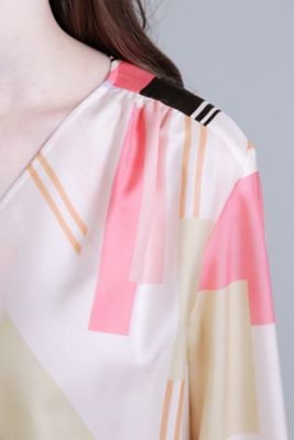 ◇カラーブロックプリントブラウス（0314110217