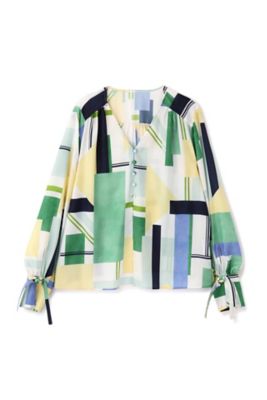 ◇カラーブロックプリントブラウス（0314110217