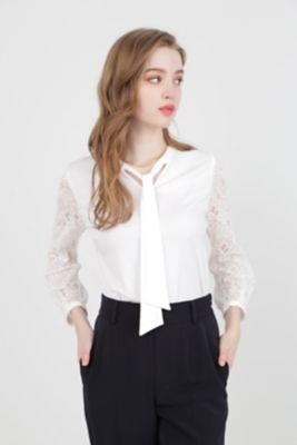 ＜PINKY&DIANNE＞◆レースコンビボウタイカットソー（０３１４１６０４６３）