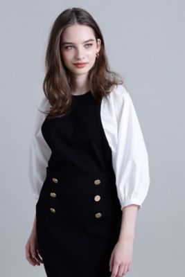 ＜PINKY&DIANNE＞◆ボリュームスリーブコンビ　ニットプルオーバー（０３１４１７０２２７）