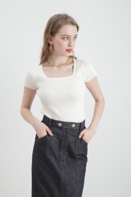 ＜PINKY&DIANNE＞◆スクエアネックプルオーバーニット（０３１４１７０３４７）