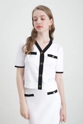 ＜PINKY&DIANNE＞◆バイカラーニットアップカーディガン（０３１４１７５３５２）