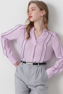 ◇バイカラーラインブラウス（0315110101） | PINKY&DIANNE