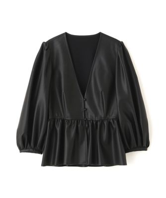 ◇フェイクレザーペプラムブラウス（0315210001