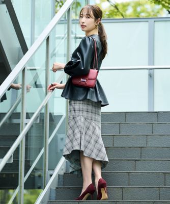 ◇フェイクレザーペプラムブラウス（0315210001