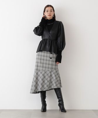 ◇フェイクレザーペプラムブラウス（0315210001 