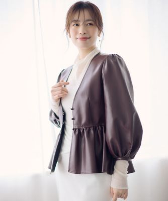 ◇フェイクレザーペプラムブラウス（0315210001